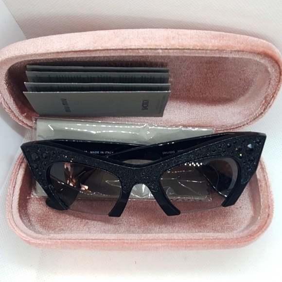MIU MIU -RASOIR Rock Sunglasses Cat Eye with black rhinestones-Frame and lens - Picture 10 of 11